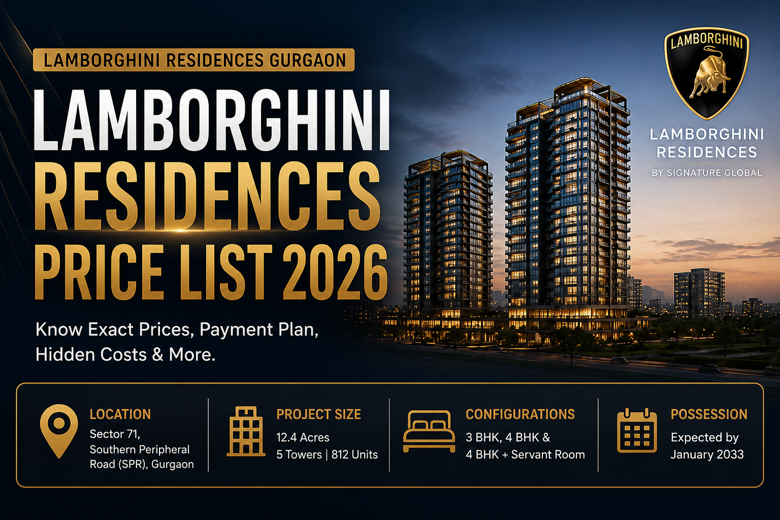 Lamborghini Residences Gurgaon Price List 2026 by Signature Global in Sector 71 Gurgaon